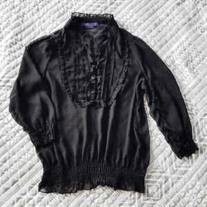 Sheer Black Ruffled Blouse